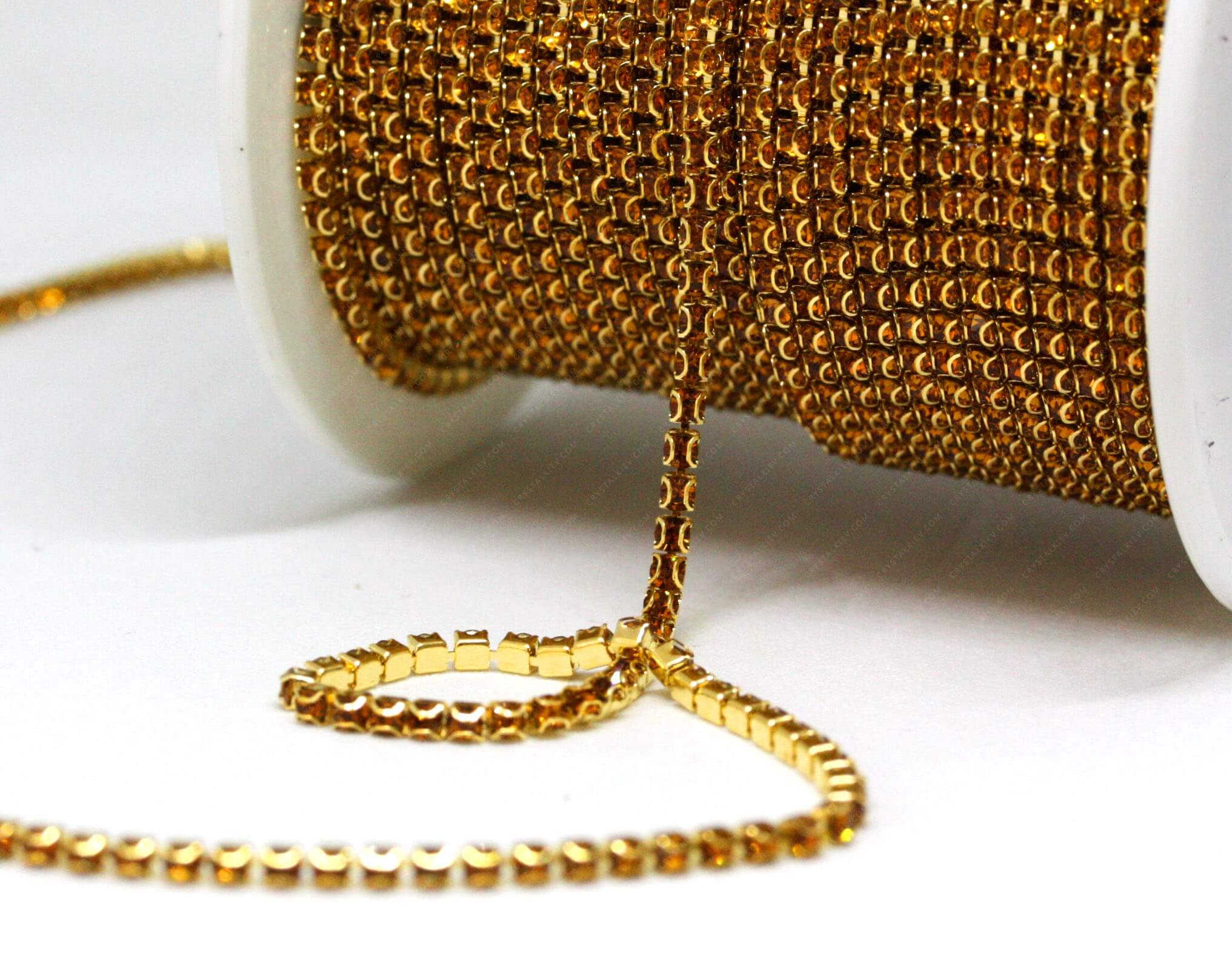 Ланцюжок стразовий Gold + Topaz
